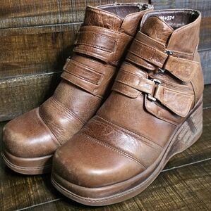 Cosplay Dwarf‎ Renaissance Faire LARP Brown Chunky Wedged Shoes Womens Size 7